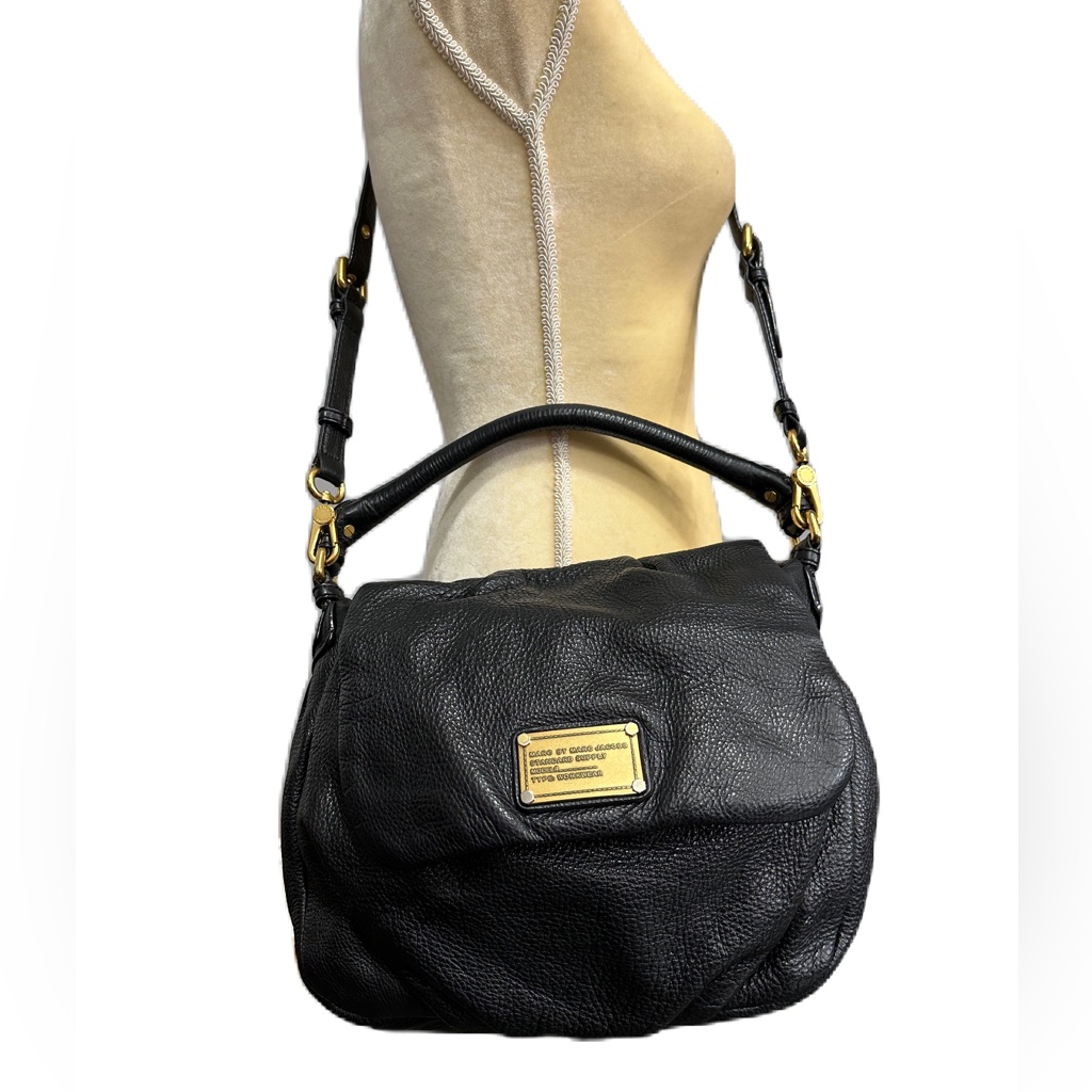 Euc Marc Jacobs Pebble Leather Black Crossbody Handbag Purse